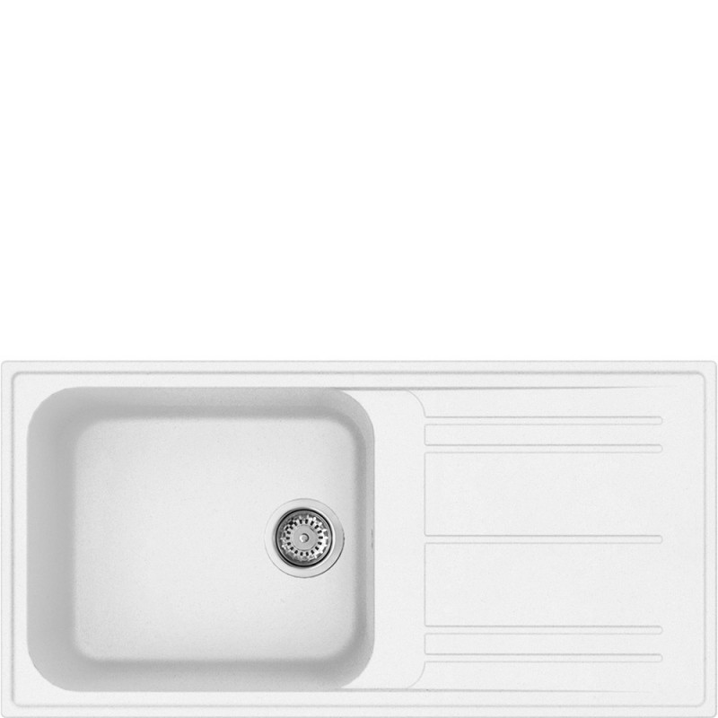  Smeg Évier simple bac avec égouttoir LZ150B finition blanche 100 cm
