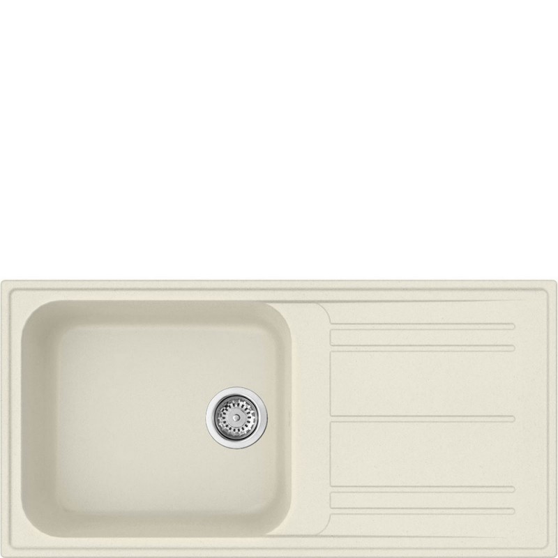  Évier Smeg LZ150P à une cuve avec égouttoir, 100 cm, finition crème