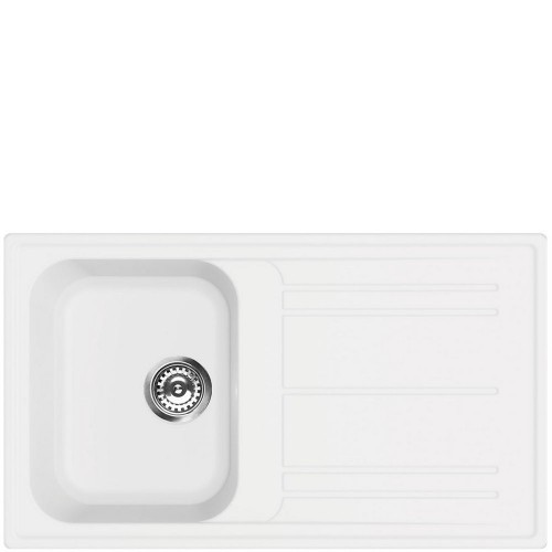 Évier Smeg LZ861B 86 cm à une cuve avec égouttoir, finition blanche