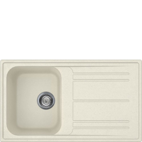 Évier Smeg LZ861P 86 cm à une cuve avec égouttoir, finition crème