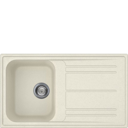 Smeg 86 cm single bowl sink with drainer LZ861P cream finish