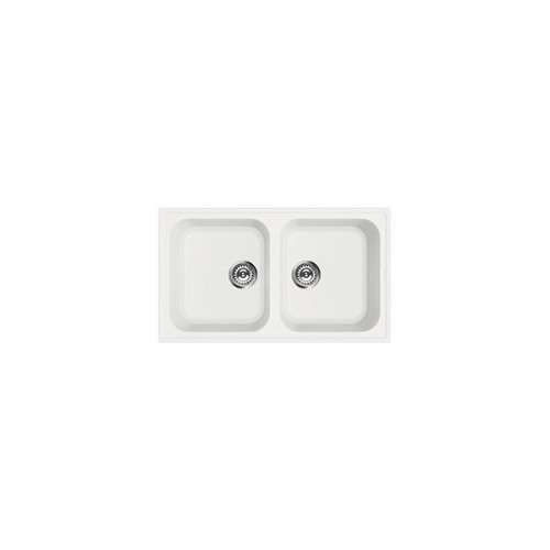 Évier double bac Smeg LZ862B 86 cm, finition blanche