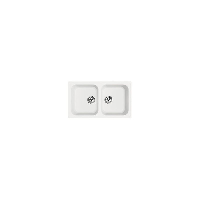  Évier double bac Smeg LZ862B 86 cm, finition blanche