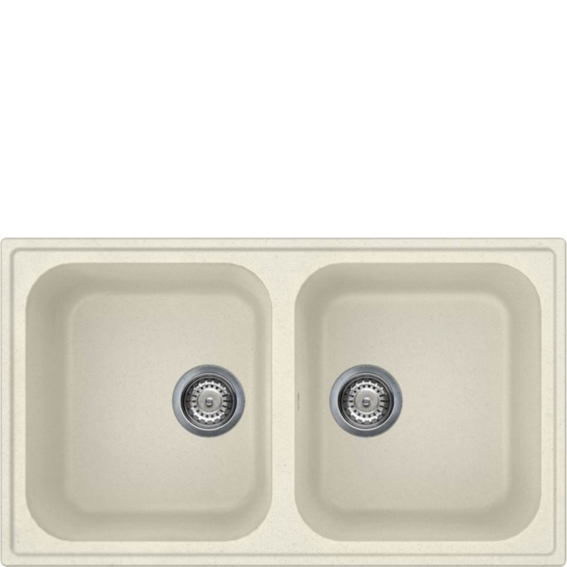  Smeg 86 cm sink LZ862P with two bowls cream finish