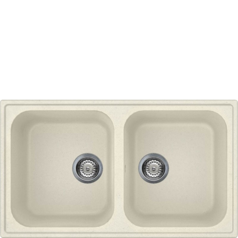  Smeg LZ862P 86cm double bowl sink in cream finish