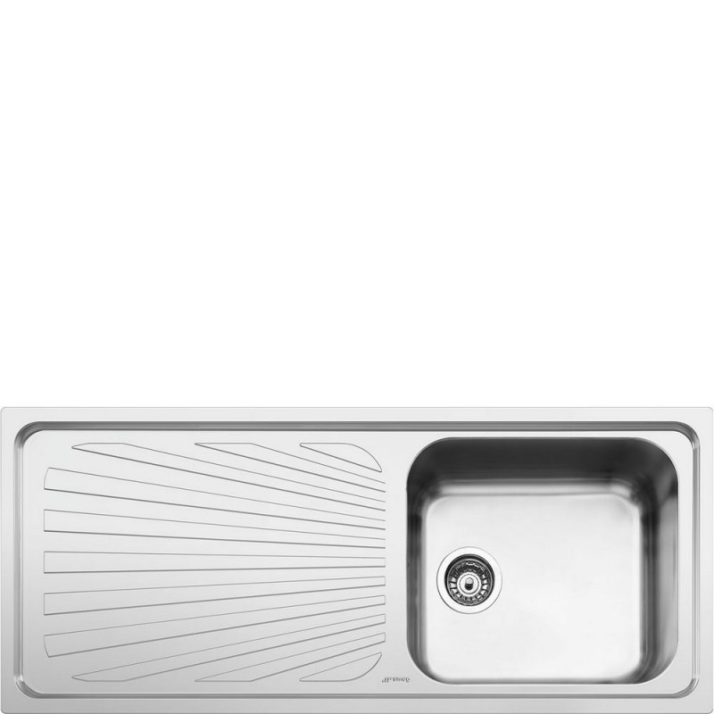  Évier Smeg SGE116.1S 116 cm à une cuve avec égouttoir à gauche, finition inox brossé