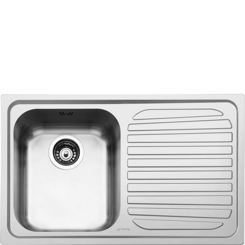  Évier Smeg SP791D-2 à une cuve avec égouttoir à droite, finition inox brossé, 79 cm