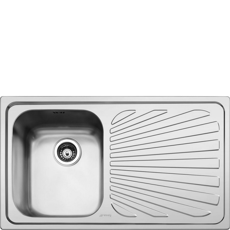  Évier Smeg SP861D 86 cm à une cuve avec égouttoir à droite, finition inox brossé