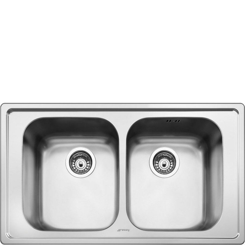  Smeg SP862 86cm brushed stainless steel double bowl sink