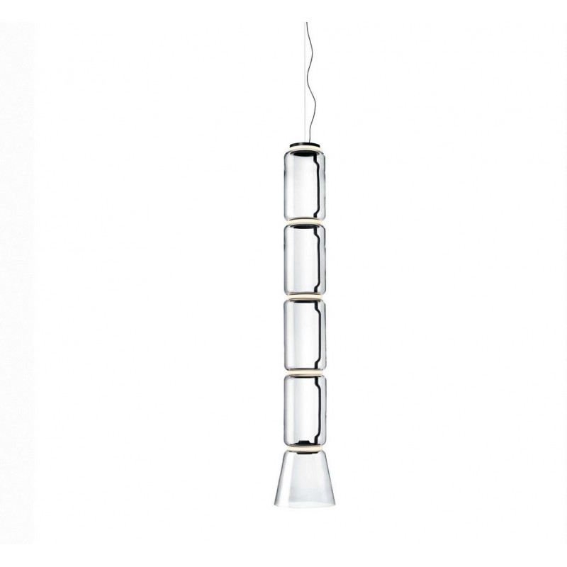 NOCTAMBULE SUSPENSION 4+Cone Lámpara colgante Flos Noctambule Suspensión 4 cilindros bajos Cone, acabado negro