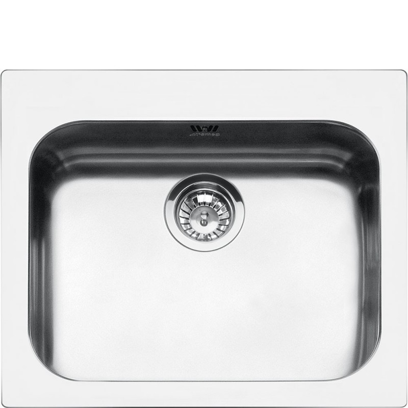  Fregadero de un seno Smeg VS50P3 con acabado en acero inoxidable, 58 cm.