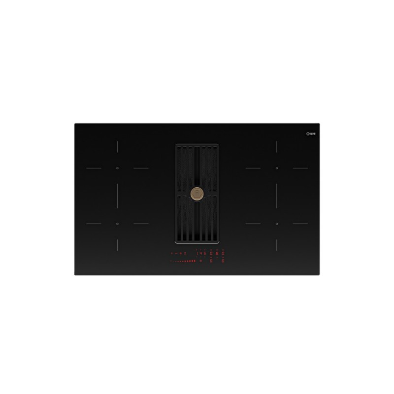 HVI90TCRF Plaque de cuisson à induction vitrocéramique noire Ilve HVI90TCRF 83 cm avec hotte intégrée
