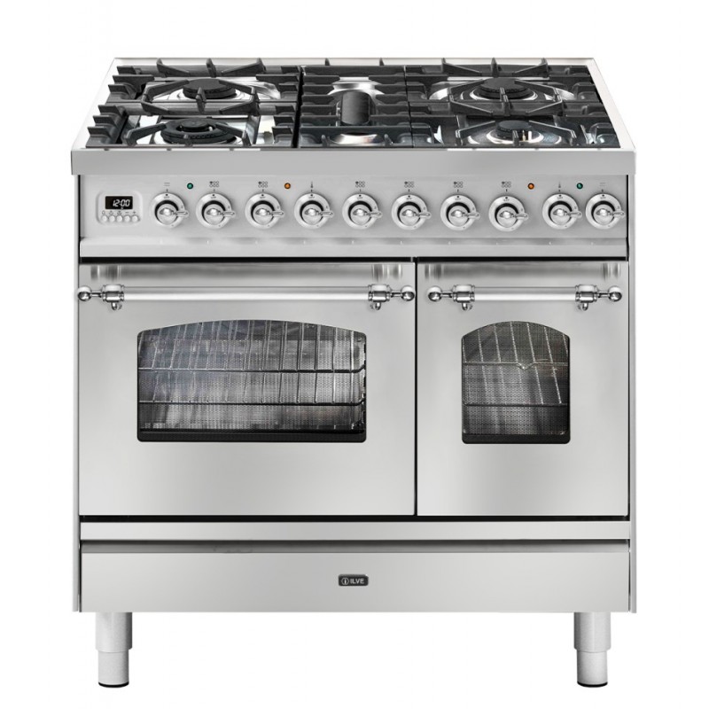 PD09PDNE3 Ilve Cucina PD09N encastrable Nostalgie PD09PDNE3 double four et plaque de cuisson 4 feux avec poêle à poisson et double 90