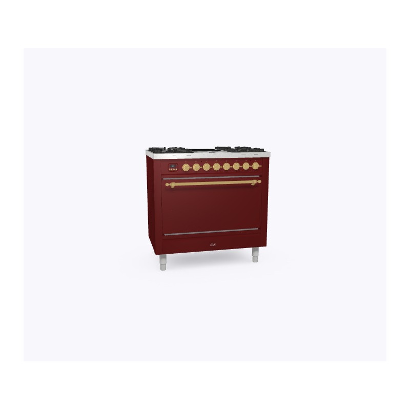 P09IQNE3 Ilve Cucina P09N Horno ciego empotrado Nostalgie P09IQNE3 y placa de 4 fuegos con 2 zonas de inducción, 90 cm