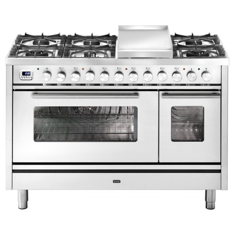 P12FDWE3 Ilve Cucina P12W Professional Plus P12FDWE3 four double et plaque de cuisson 8 feux avec plaque de cuisson double de 120 cm