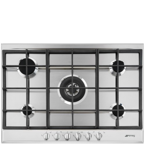 Offre d'été : Plaque de cuisson à gaz Smeg P272XGH 72,5 cm en acier inoxydable