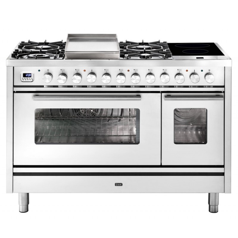 P12FIDWE3 Ilve Cucina P12W Professional Plus P12FIDWE3 double oven and 6-burner hob with dual fry top and 2 120cm induction zones