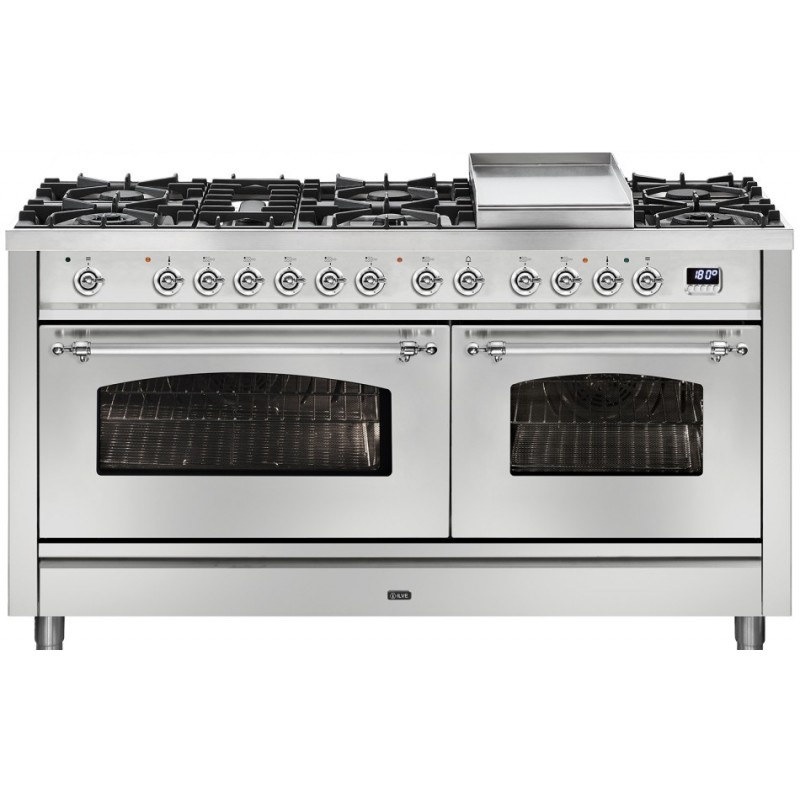 P15FDNE3 Ilve Cucina P15N encastrable Nostalgie P15FDNE3 double four et plaque de cuisson 9 feux avec fry top et double 150 cm