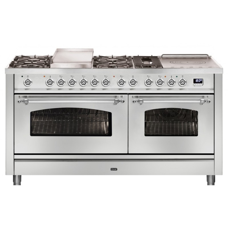 P15FSDNE3 Ilve Cucina P15N encastrable Nostalgie P15FSDNE3 double four et plaque de cuisson 7 feux avec fry top et coupe-feu et double 