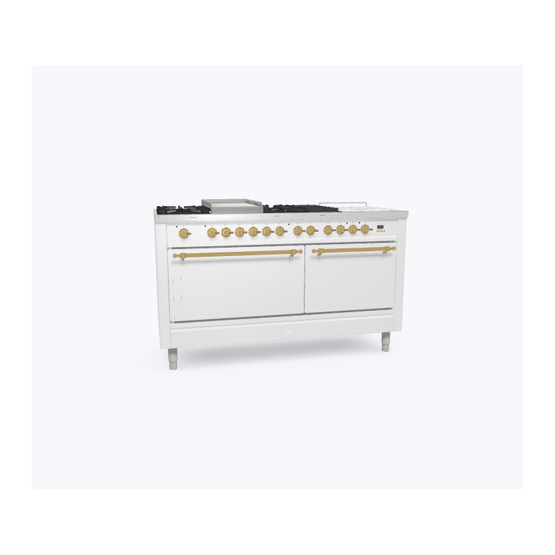 P15FSDQNE3 Ilve Cucina P15N encastrable Nostalgie P15FSDQNE3 four double aveugle et plaque de cuisson 7 feux avec fry top et coupe de fe