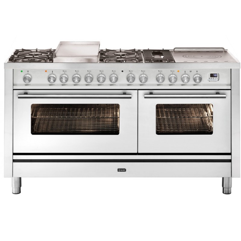 P15FSDWE3 Ilve Cucina P15W Professional Plus P15FSDWE3 four double et plaque de cuisson 7 feux avec fry top et coupe-feu et double 150 cm