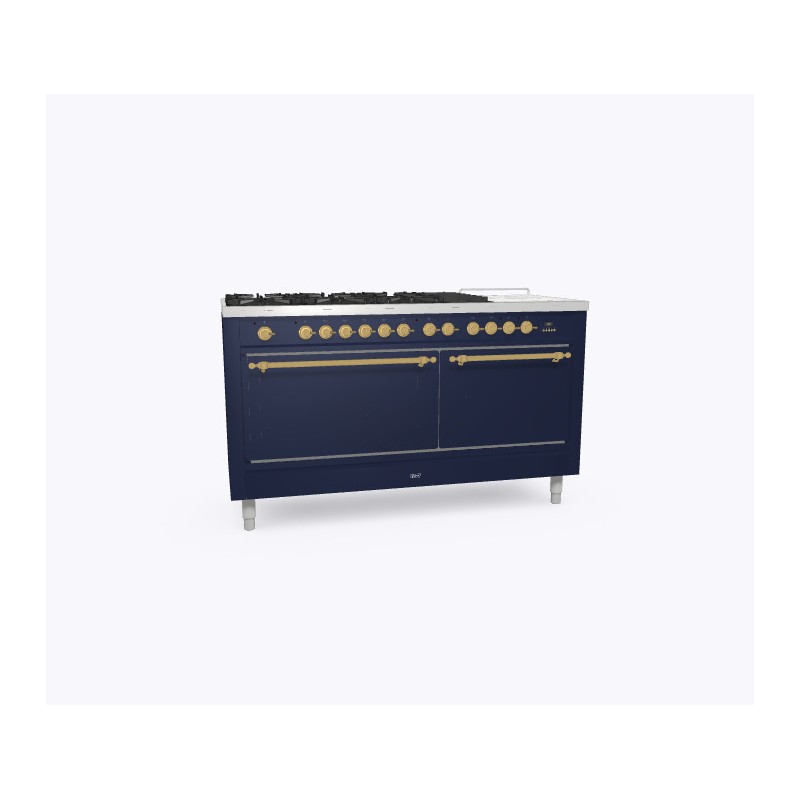 P15SQNE3 Ilve Cucina P15N encastrable Nostalgie P15SQNE3 four double aveugle et plaque de cuisson 7 feux avec coupe-feu de 150 cm