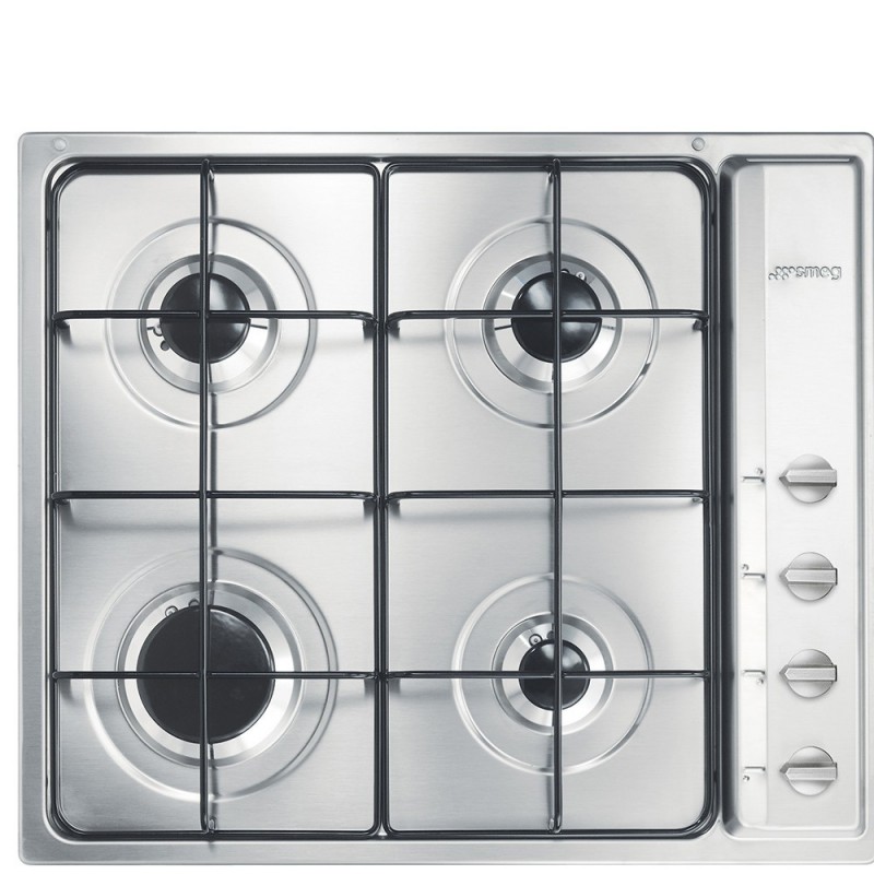  Plaque de cuisson à gaz Smeg S64S 60 cm en acier inoxydable