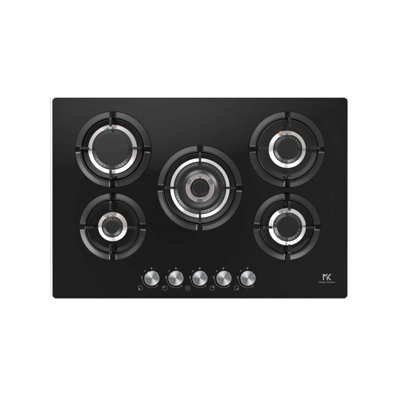 MKHG 7541-EDS FTC BK#BF24 Master Kitchen Gas hob MKHG 7541 EDS-FTC BK black glass finish 75 cm