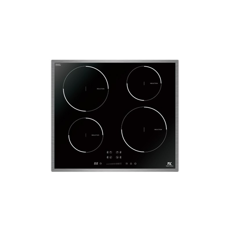 MKHI 604 FRXS BK#BF24 Placa de inducción Master Kitchen MKHI 604 FRXS BK en vitrocerámica negra con perfil de acero de 60 cm