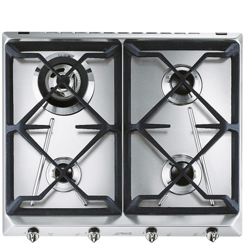 Soldes d'été : Plaque de cuisson à gaz Smeg SRV564GH3 60 cm en acier inoxydable
