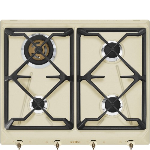 Plaque de cuisson à gaz Smeg SRV864POGH 60 cm, finition crème