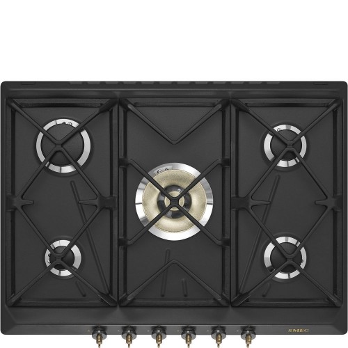 Plaque de cuisson à gaz Smeg SRV876AOGH 70 cm, finition anthracite