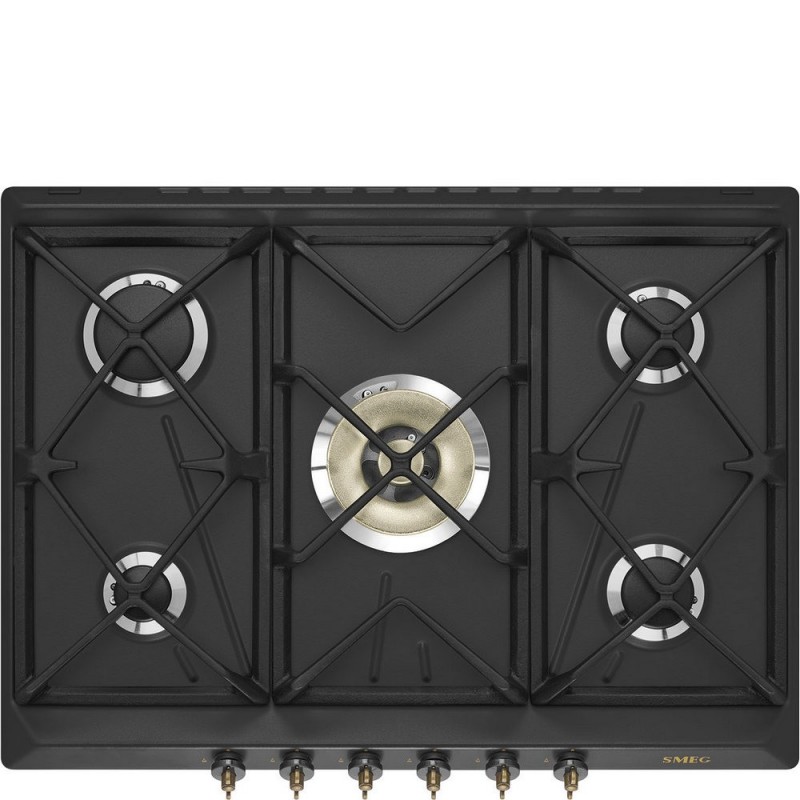  Plaque de cuisson à gaz Smeg SRV876AOGH 70 cm, finition anthracite