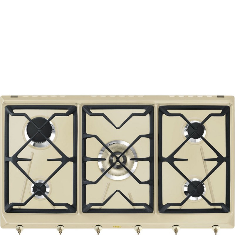  Smeg SRV896POGH 90cm Cream Finish Gas Hob
