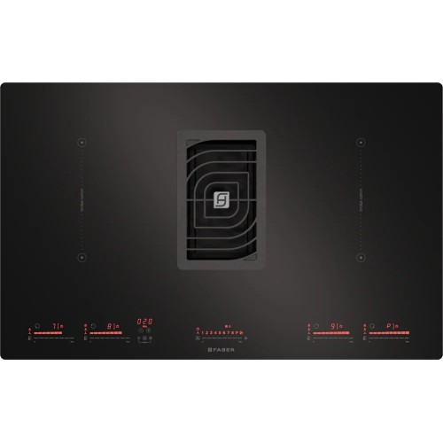 Faber Plaque à induction avec hotte intégrée GALILEO BK GLASS NG A830 340.0594.624 en vitrocéramique noire 83 cm