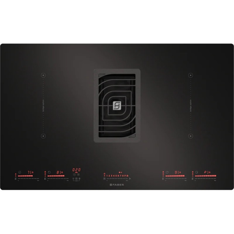  Faber Plaque à induction avec hotte intégrée GALILEO BK GLASS NG A830 340.0594.624 en vitrocéramique noire 83 cm