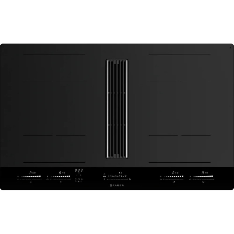  Placa de inducción Faber con campana extractora integrada GALILEO STRIPES A830 340.0708.968 en vitrocerámica negra 83 cm