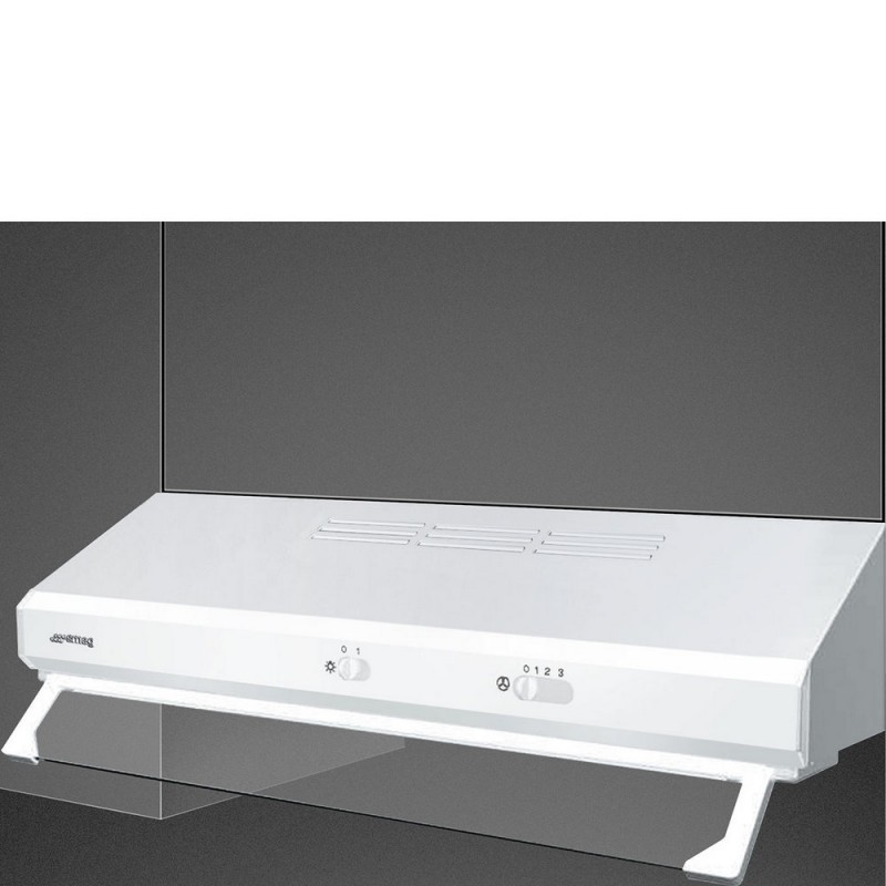 KSEC61BE3 Campana extractora semiintegrada Smeg KSEC61BE3 de 60 cm con acabado en blanco.