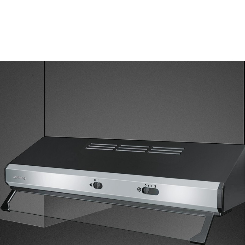KSEC61XE3 Campana extractora semiintegrada Smeg KSEC61XE3 de 60 cm con acabado en acero inoxidable/negro.
