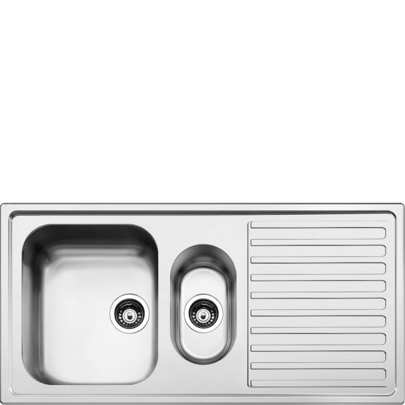 LLR102-2 Smeg LLR102-2 single bowl sink with drainer and bowl, 100 cm, stainless steel finish