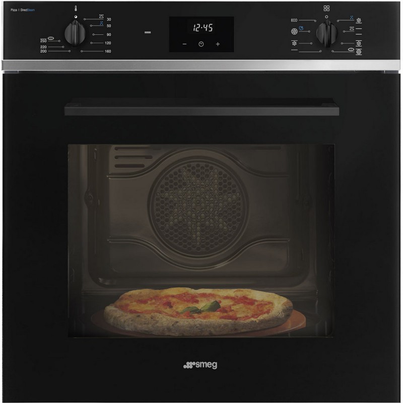 SF6400S1PZB Four électrique à convection encastrable Smeg SF6400S1PZB 60 cm avec finition en verre noir