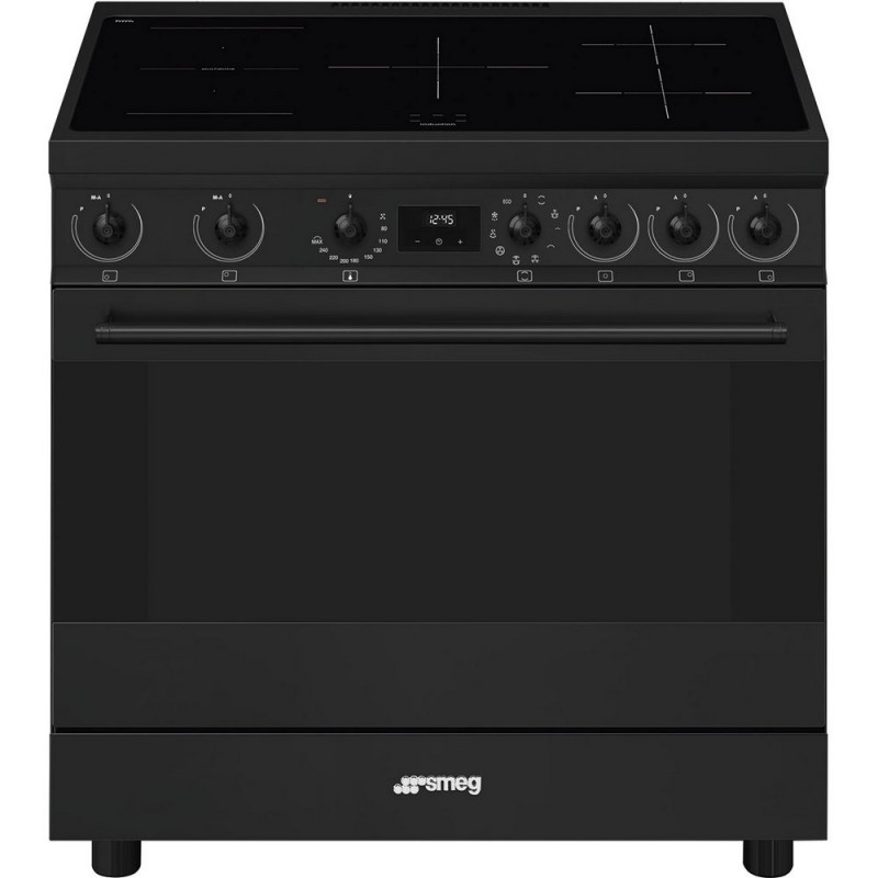 C9IMN2 Cuisine Smeg C9IMN2 avec four à chaleur tournante et plaque à induction 90x60 cm, finition noire