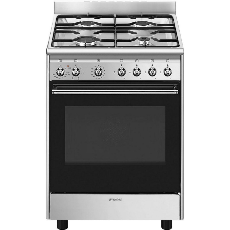 CX60GMX Smeg CX60GMX kitchen with fan oven and 60x60 cm stainless steel finish gas hob
