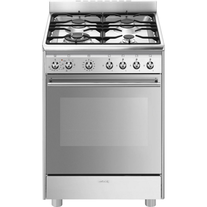 CX68MF8-2 Cocina Smeg CX68MF8-2 con horno con ventilador y placa de gas de acero inoxidable de 60x60 cm