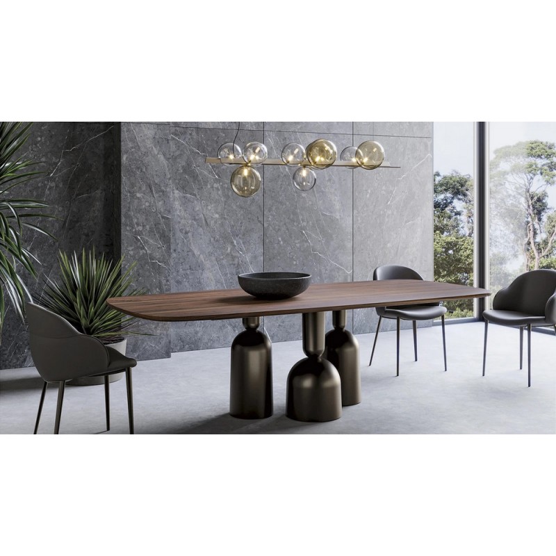 Cop_280 Table fixe Bonaldo Cop avec structure en métal et plateau en marbre 280x115 cm