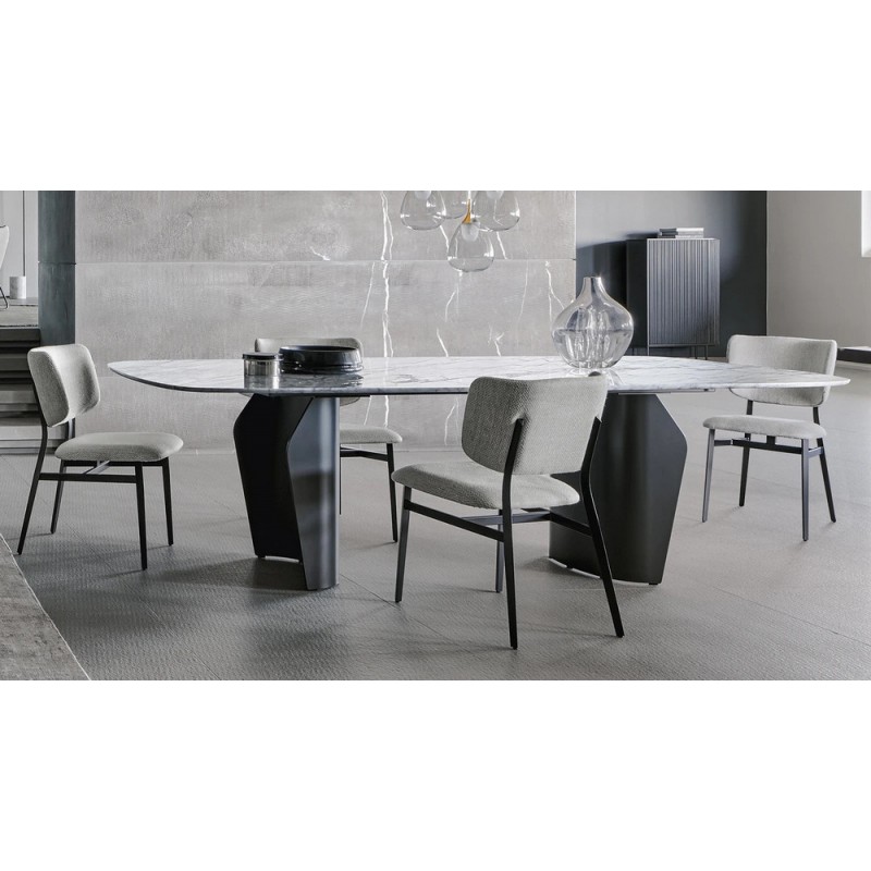 Flame_280 Mesa fija Bonaldo Flame con estructura metálica y tapa de mármol 280x115 cm