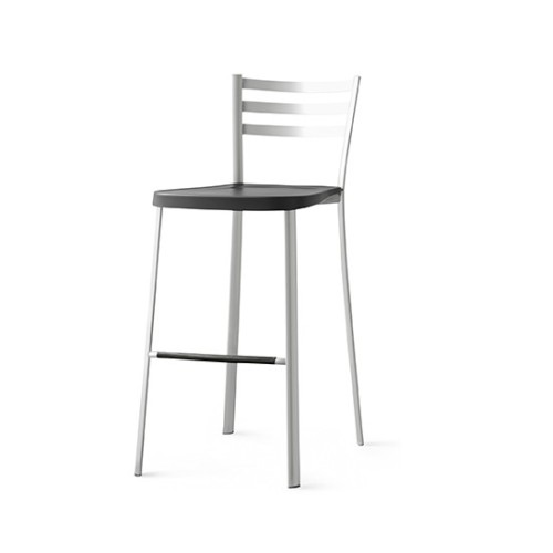 Taburete Connubia Ace CB1329 con estructura de acero satinado y asiento de contrachapado de haya gris tórtola h. 92cm