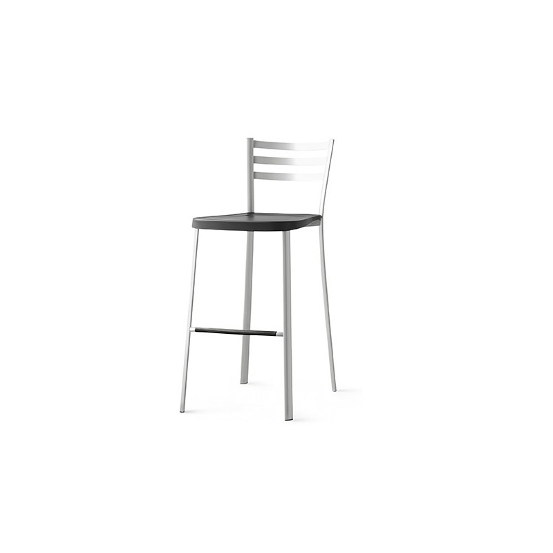  PRONTA CONSEGNA - Connubia Sgabello Ace CB1329 con struttura in acciaio satinato e seduta in multistrato faggio tortora da h. 92 cm
