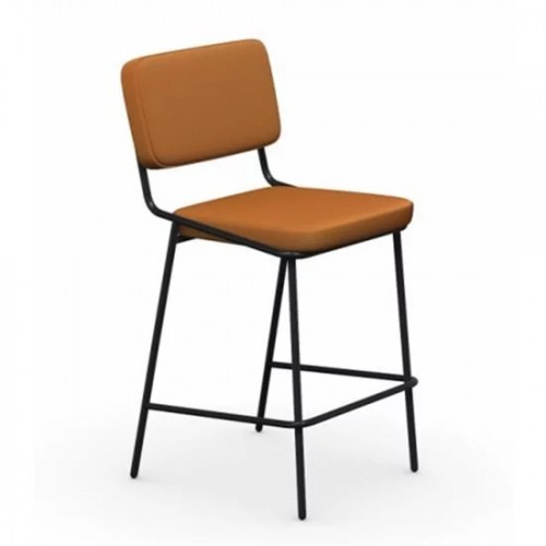 Taburete Connubia Sixty CB2139-MTO con estructura de metal negro mate y asiento color azafrán mate h. 98,5 cm