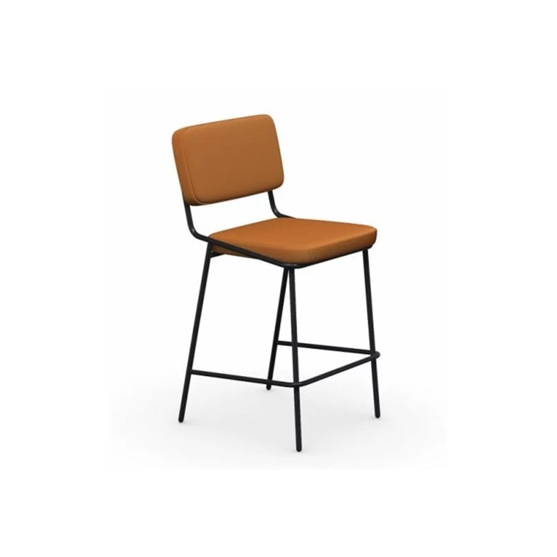  Connubia Sixty CB2139-MTO Tabouret avec structure en métal noir mat et assise mat safran h. 98,5 cm